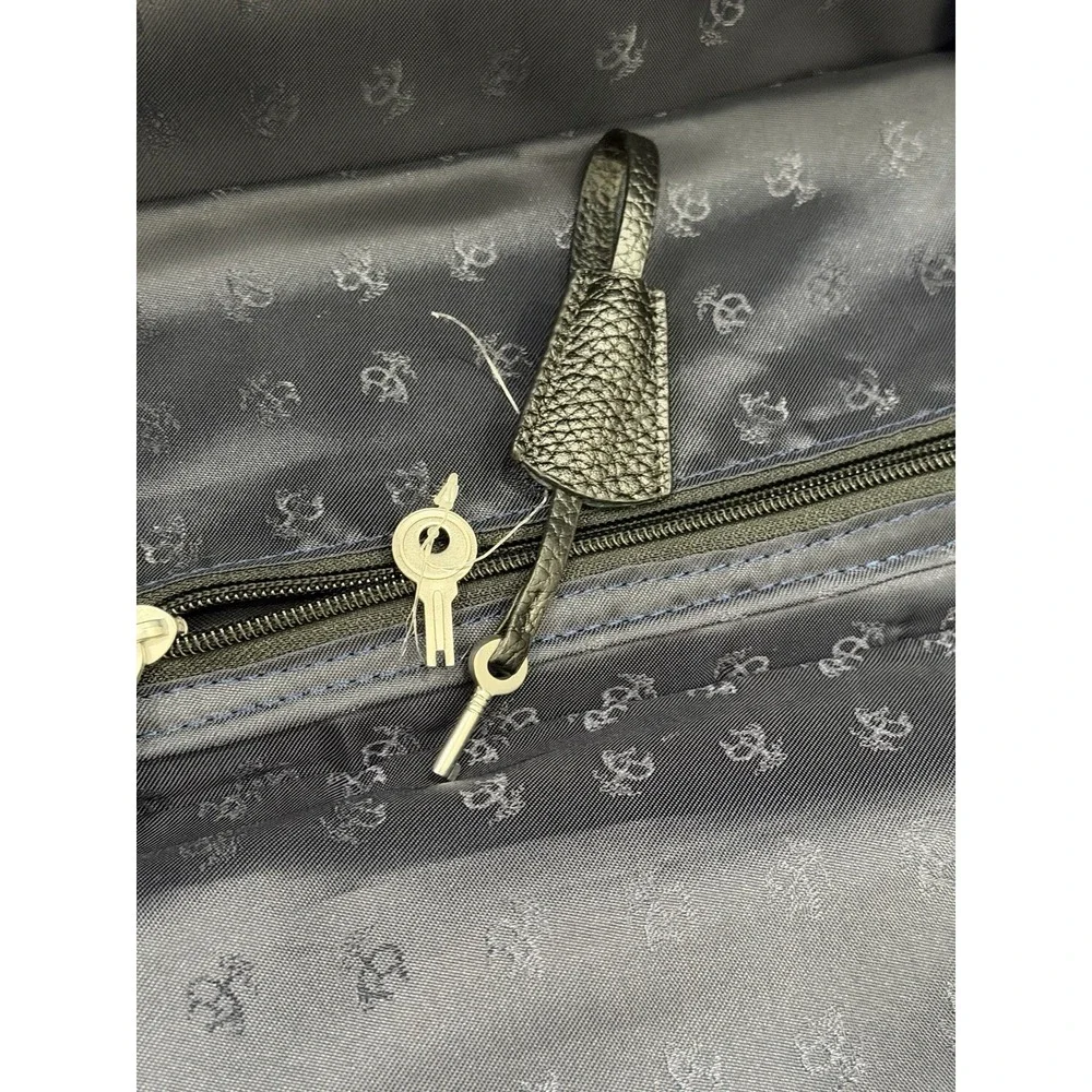 Brooks Brothers Business Case Black Leather Rolling Carry-on 18